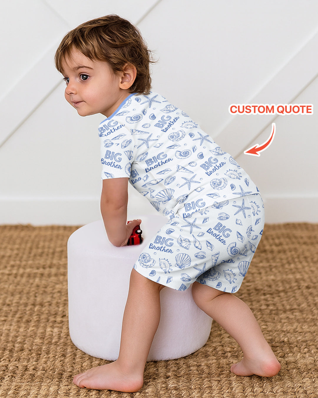 Coquette Seashell Matching Sibling Bamboo Two Piece Short Sleeve Shorts Pajama Set