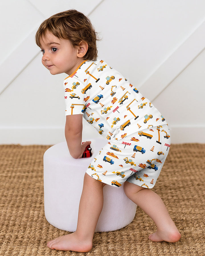 Construction Bamboo Two Piece Short Sleeve Shorts Pyjamas Set