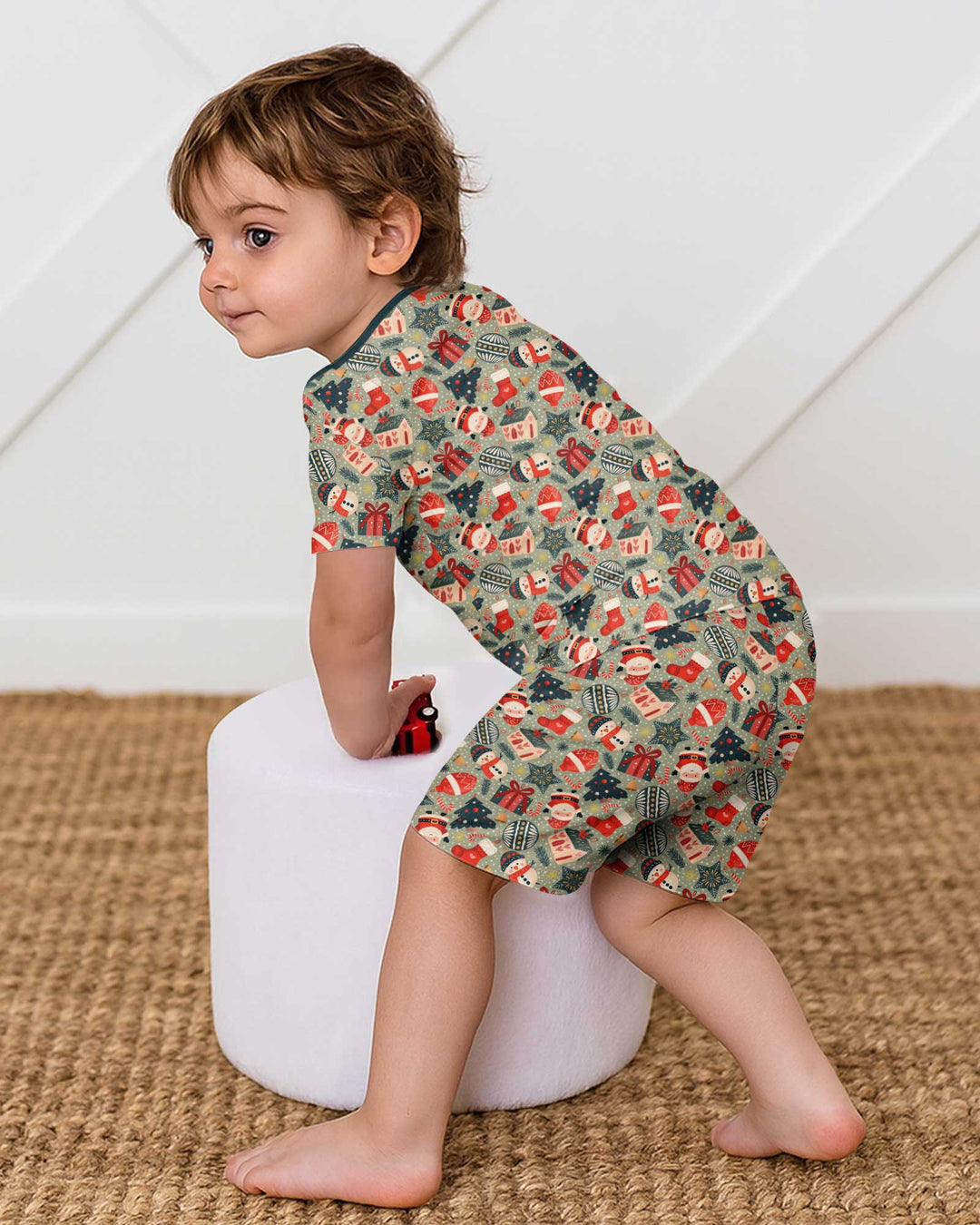 Christmas Ornaments Bamboo Two Piece Short Sleeve Shorts Pajama Set