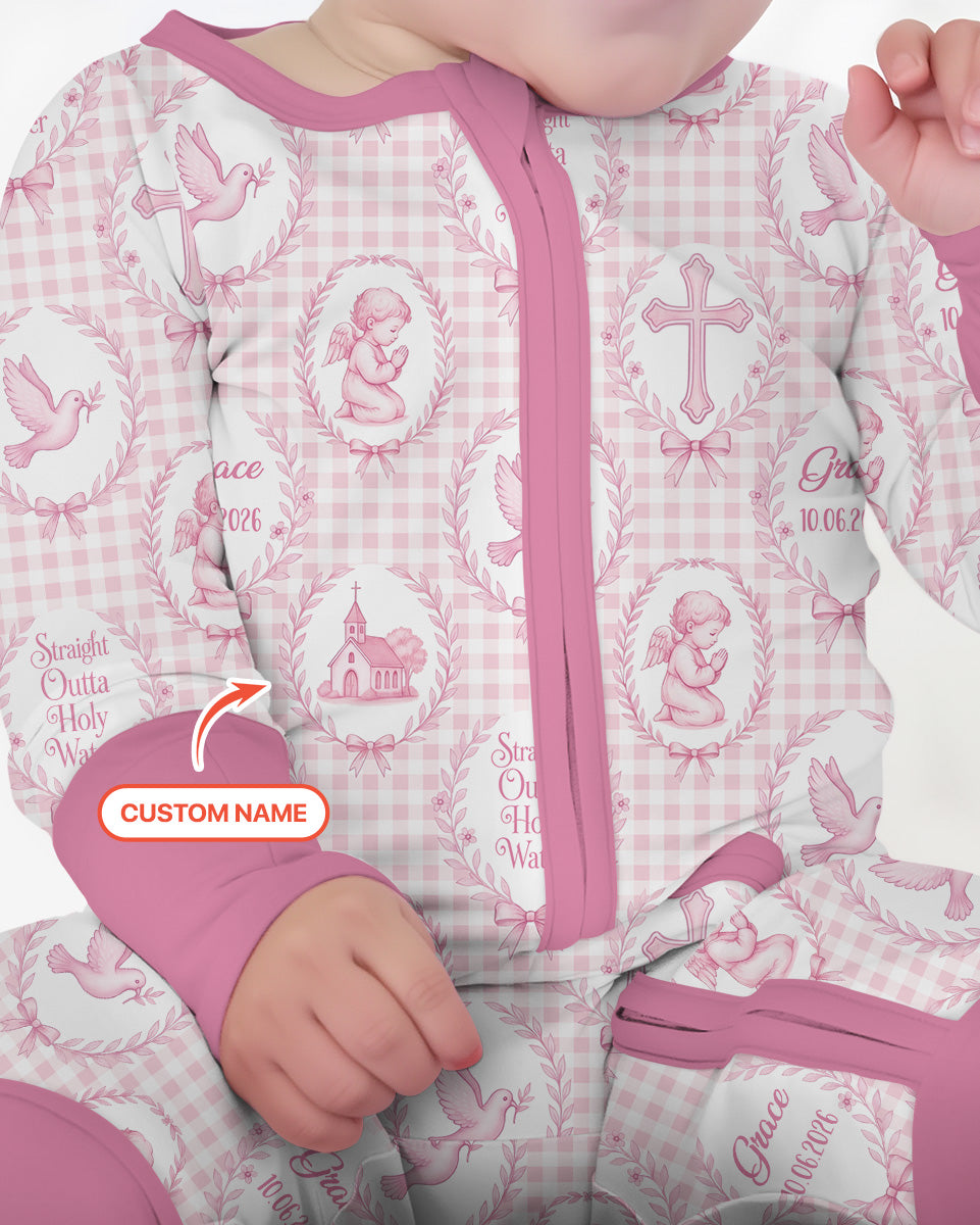 Custom Name Baptism Straight Outta Holy Water Bamboo Convertible Zippy