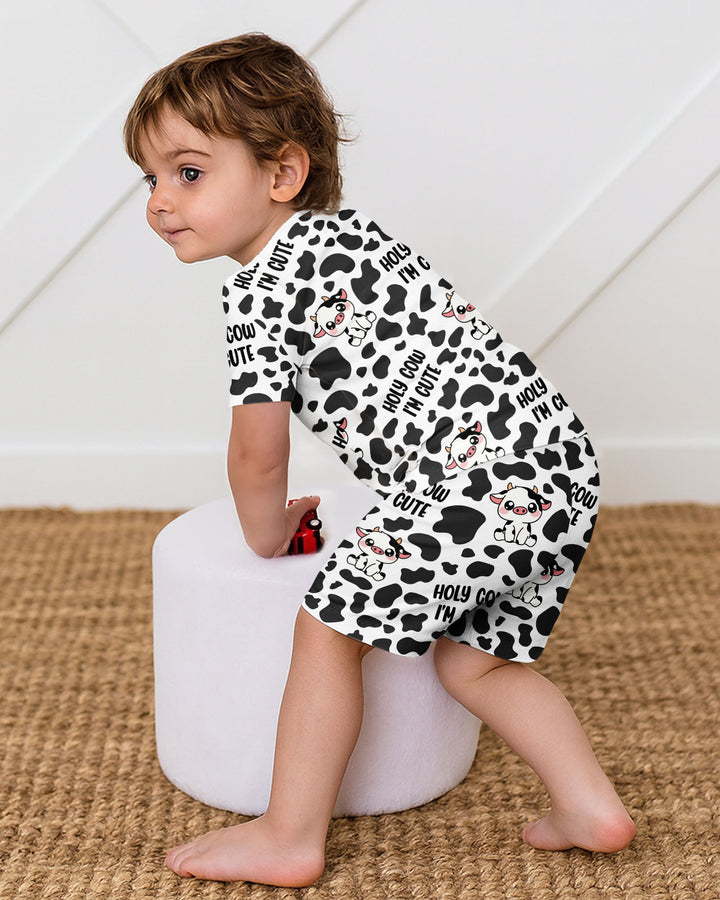 Holy Cow I'm Cute Bamboo Two Piece Short Sleeve Shorts Pajama Set