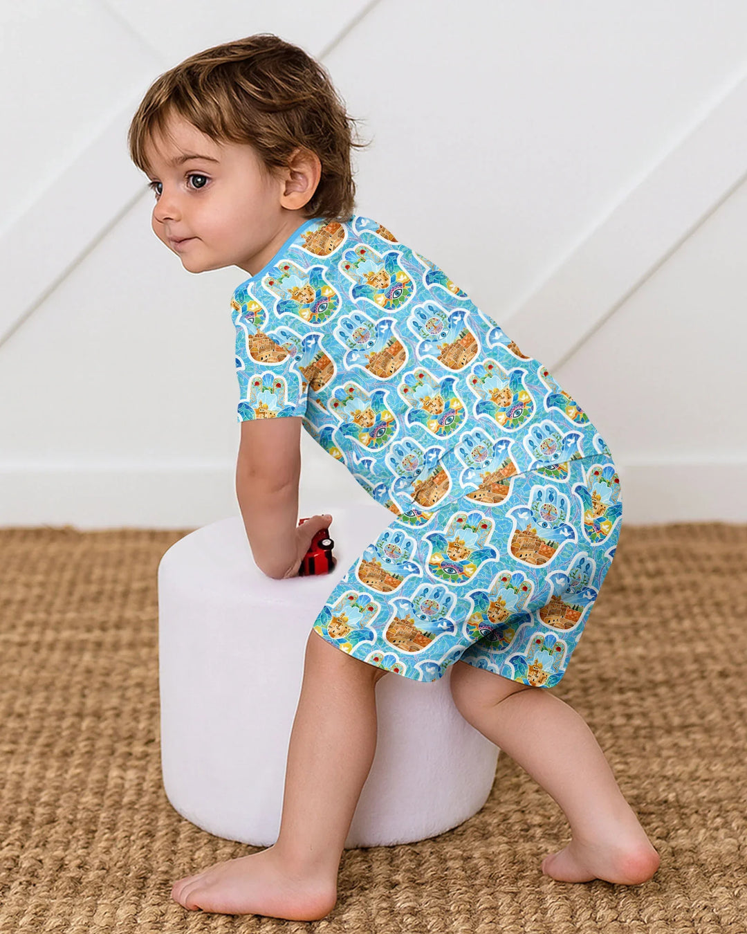Hamsa Hand Bamboo Two Piece Short Sleeve Shorts Pajama Set