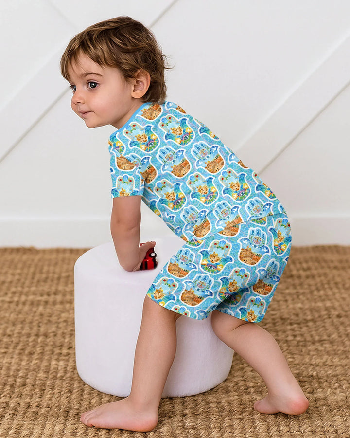 Hamsa Hand Bamboo Two Piece Short Sleeve Shorts Pajama Set