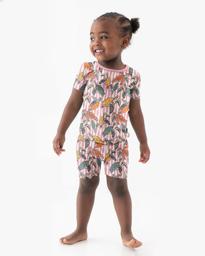 Turtle Bay Family Matching Bamboo Two Piece Short Sleeve Shorts Pajama Set