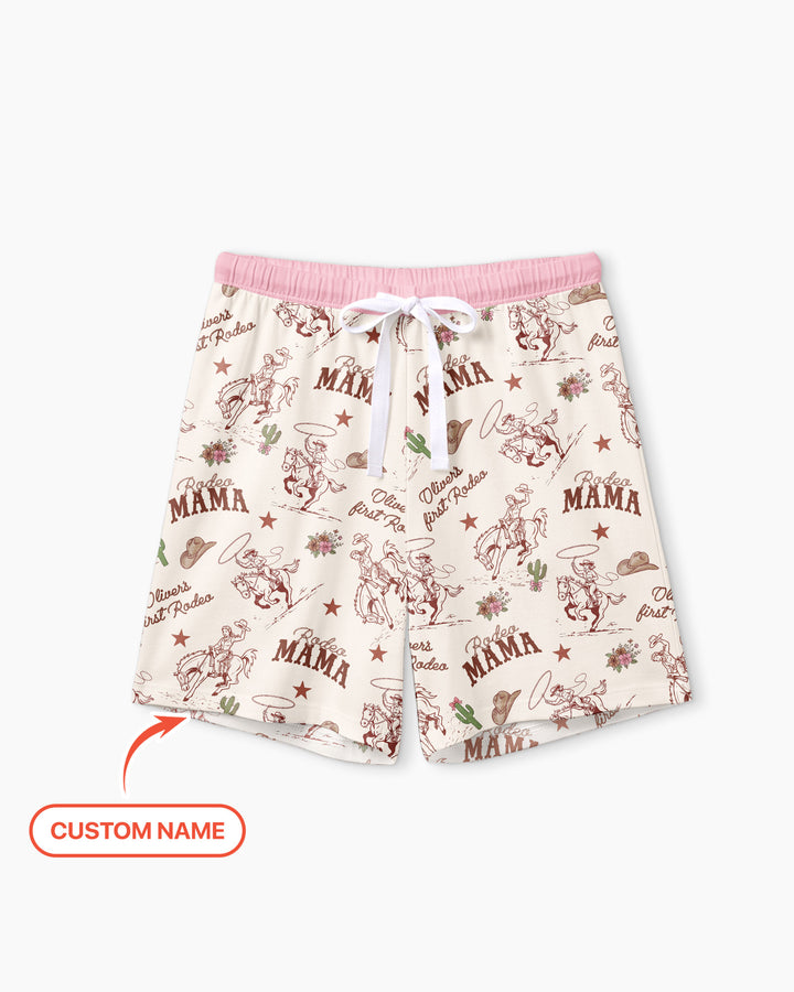 Custom Name First Rodeo Family Matching Bamboo Women Short Sleeve Short Pajama Set