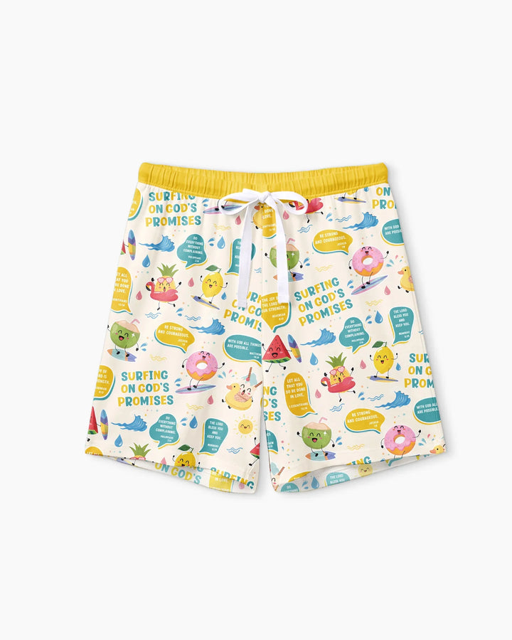 Summer Fruits Surfing On God's Promises Bamboo Women Short Sleeve Short Pajama Set
