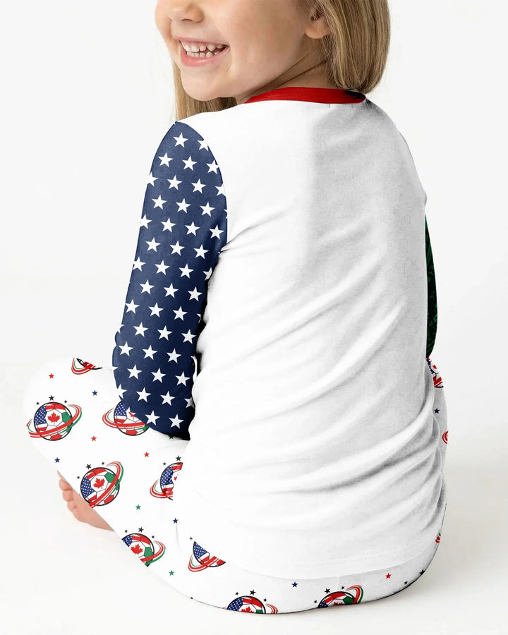 Soccer Cup USA Canada Mexico Bamboo Two Piece Long Sleeve Pajama Set