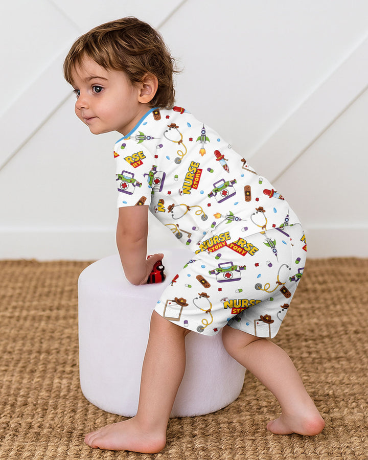 Nurse Story Bamboo Two Piece Short Sleeve Shorts Pajama Set