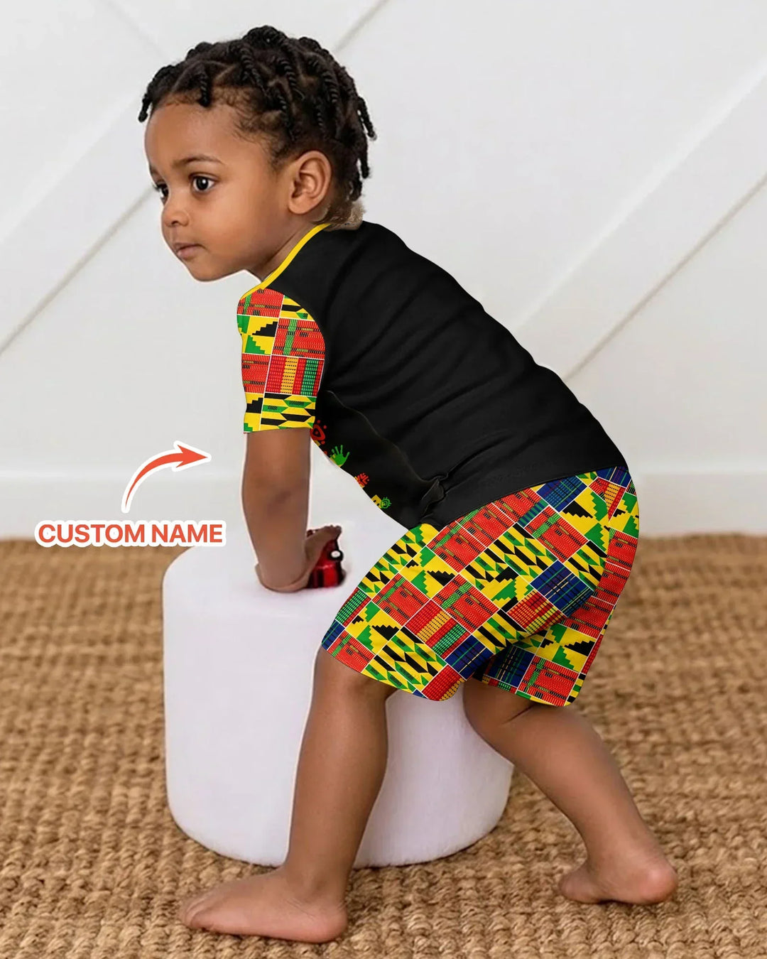 Custom Name I Am Black Child Boy Bamboo Two Piece Short Sleeve Shorts Pajama Set