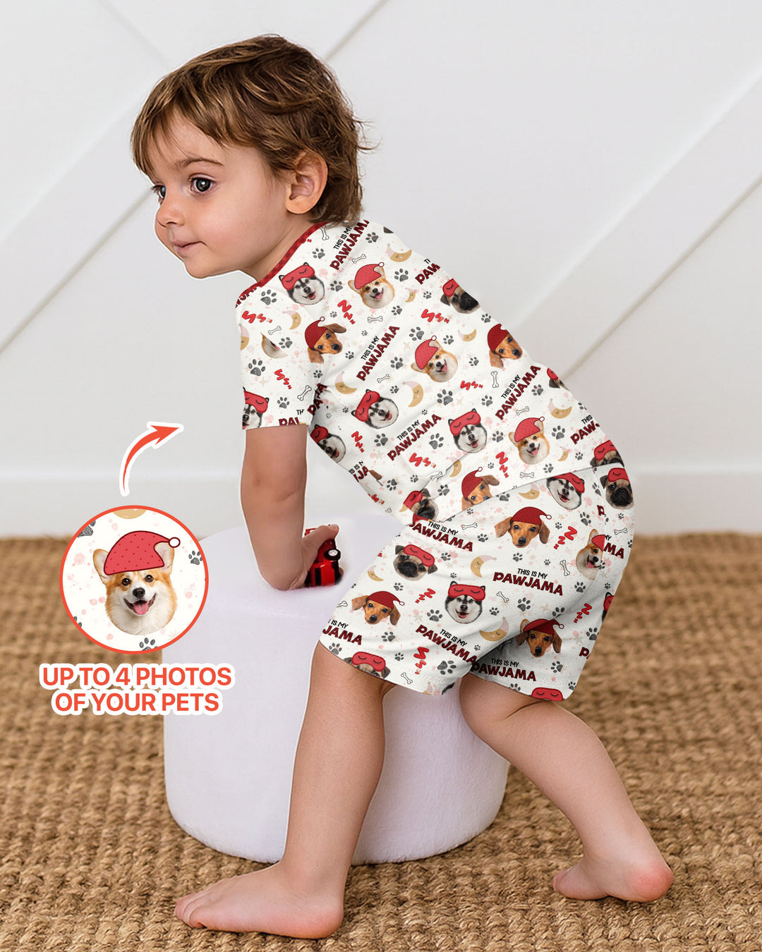 Custom Pet Photo This Is My Pawjama Bamboo Two Piece Short Sleeve Shorts Pajama Set