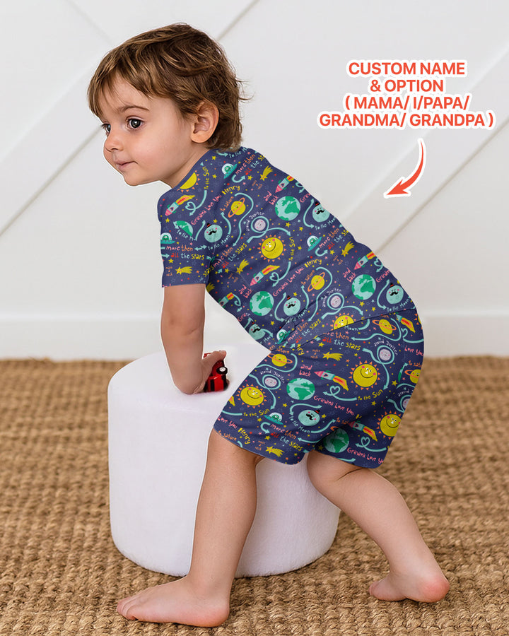 Love to the Moon and Back  Bamboo Two Piece Short Sleeve Shorts Pajama Set