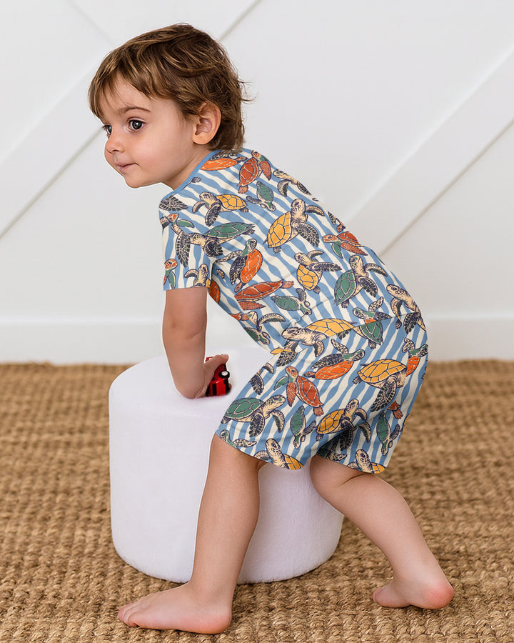 Turtle Bay Family Matching Bamboo Two Piece Short Sleeve Shorts Pajama Set