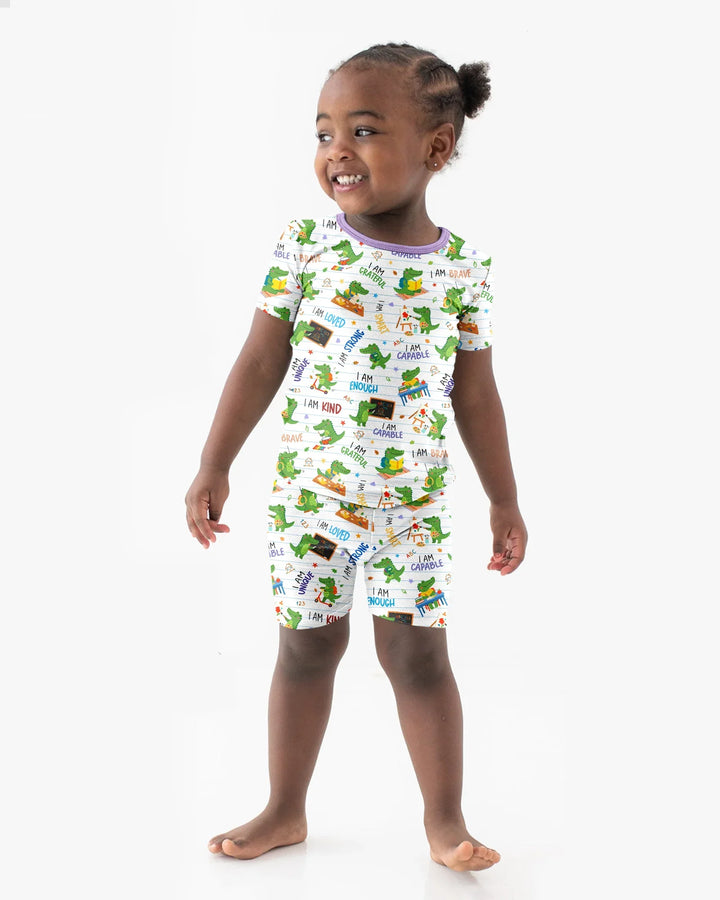 Brave Gator Days Bamboo Two Piece Short Sleeve Shorts Pajama Set