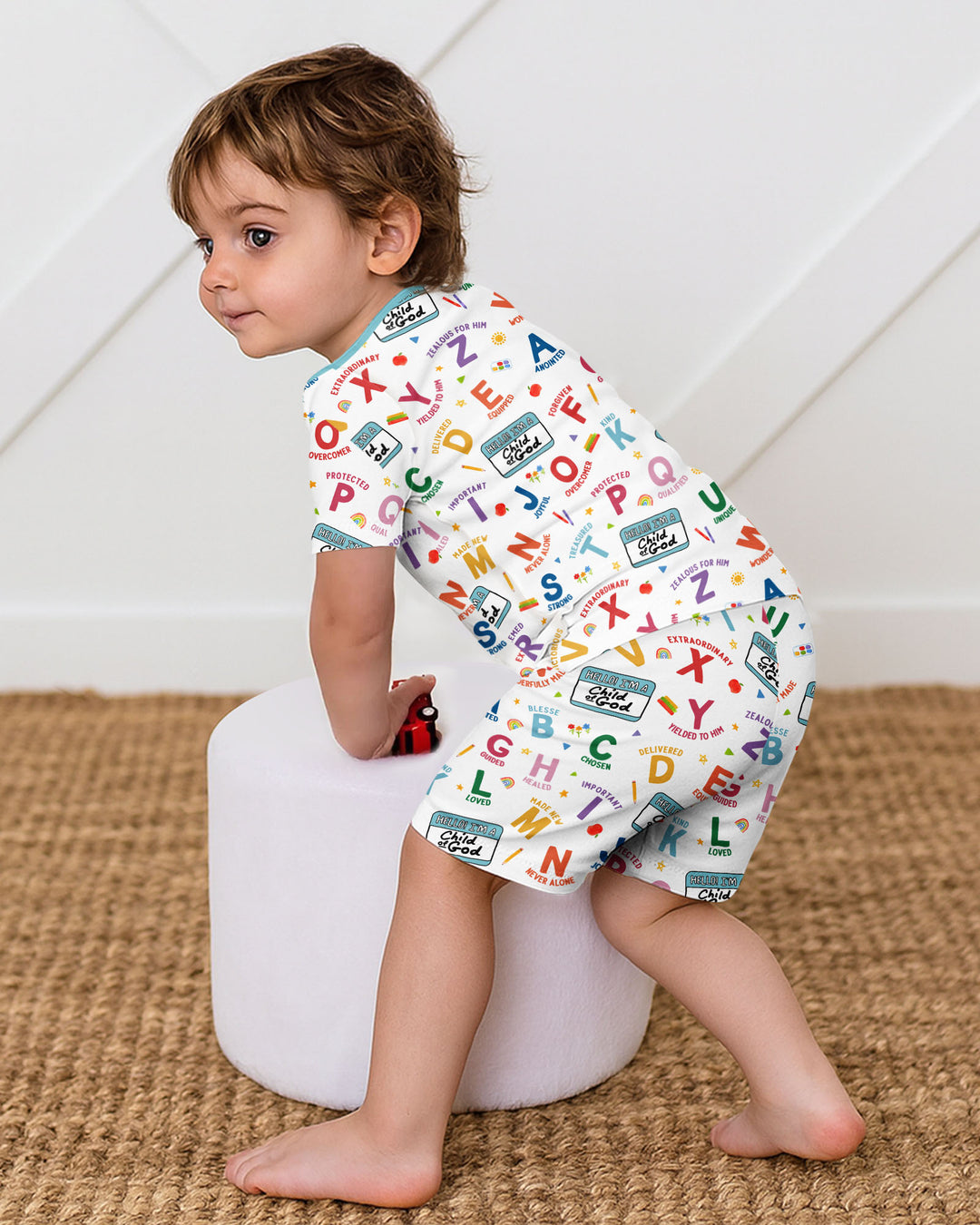 I'm A Child Of God ABCs Bamboo Two Piece Short Sleeve Shorts Pajama Set