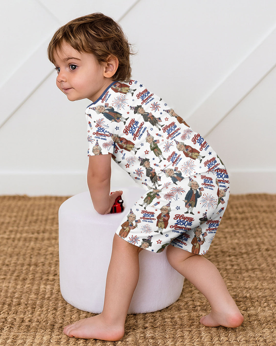 Party Like It's 1776 Family Matching Bamboo Two Piece Short Sleeve Shorts Pajama Set