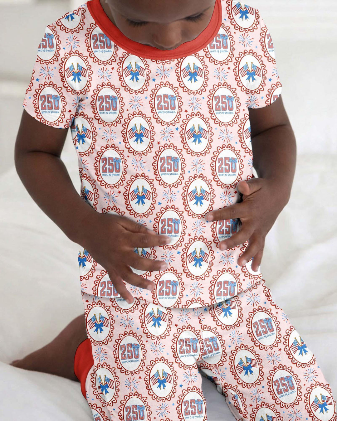 Patriotic Coquette Bamboo Two Piece Short Sleeve Pajama Set