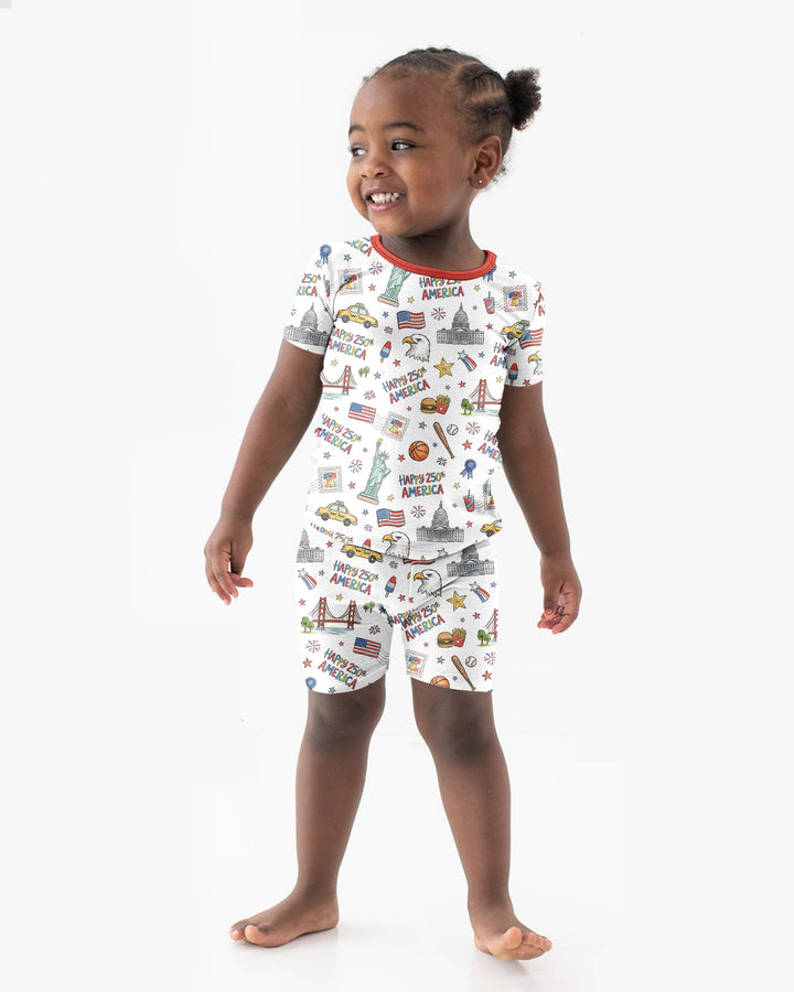 America 250 Celebration Bamboo Two Piece Short Sleeve Shorts Pajama Set