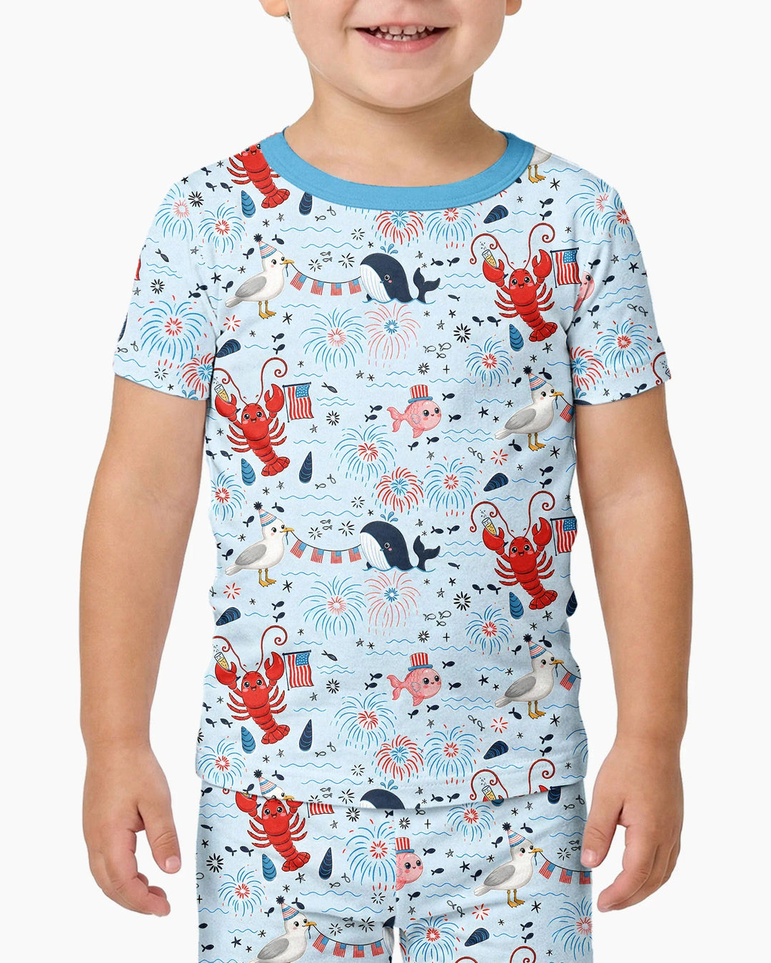 Celebrate 4th of July Family Matching Bamboo Two Piece Short Sleeve Pajama Set