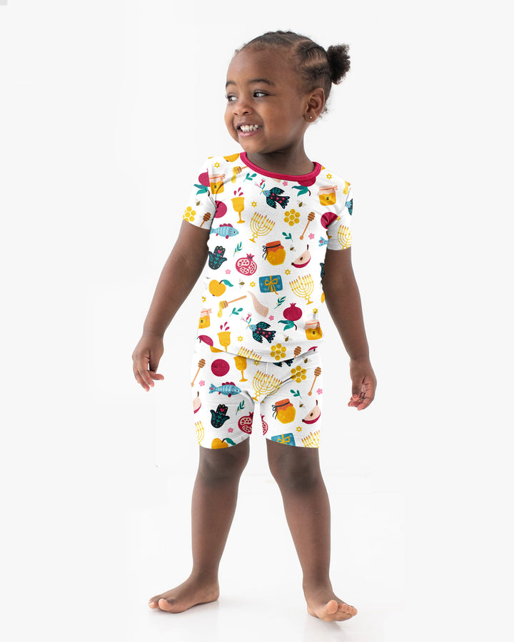 Shanah Tovah Party Bamboo Two Piece Short Sleeve Shorts Pajama Set