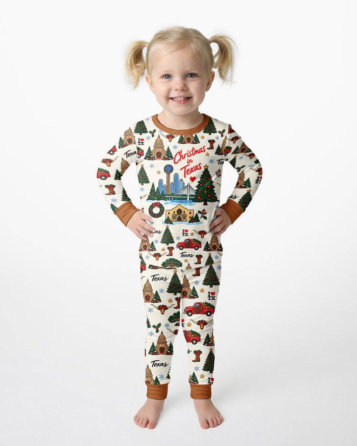 Christmas In Texas Bamboo Two Piece Long Sleeve Pajama Set