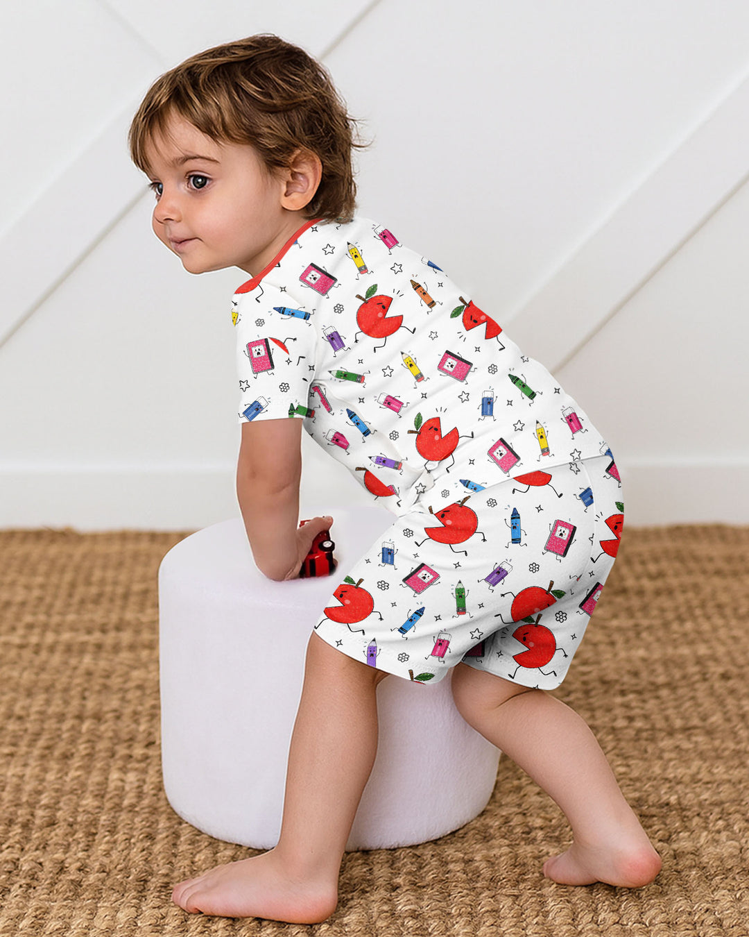 Back To School Chasing Bamboo Two Piece Short Sleeve Shorts Pajama Set