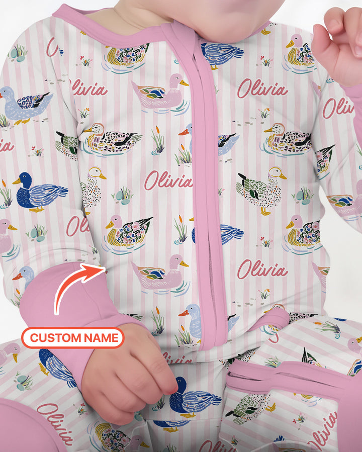 Whimsical Duck Custom Name Bamboo Convertible Zippy