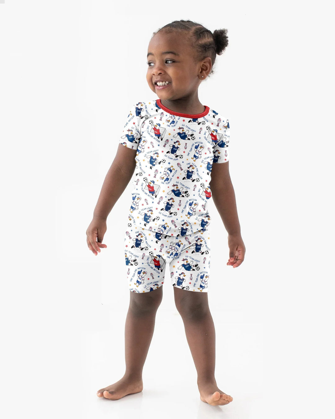 USA Soccer Goose Family Matching Bamboo Two Piece Short Sleeve Shorts Pajama Set