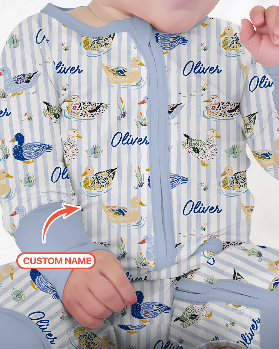 Whimsical Duck Custom Name Bamboo Convertible Zippy