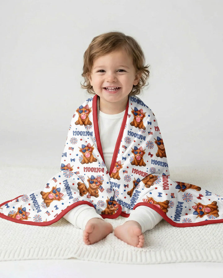 Moo-Rica Cowgirl Bamboo Blanket