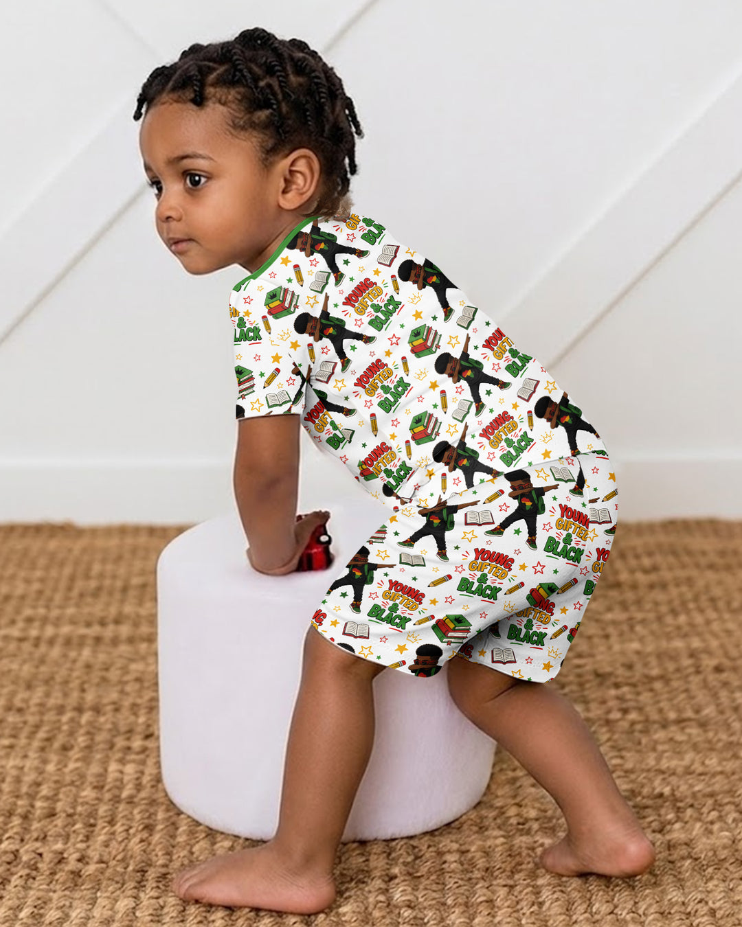 Black Boy Young Gifted & Black Bamboo Two Piece Short Sleeve Shorts Pajama Set