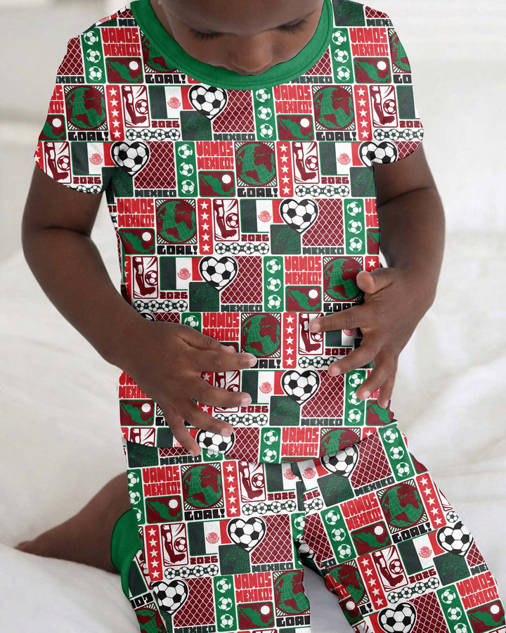 World Soccer Vamos Mexico Bamboo Two Piece Short Sleeve Pajama Set