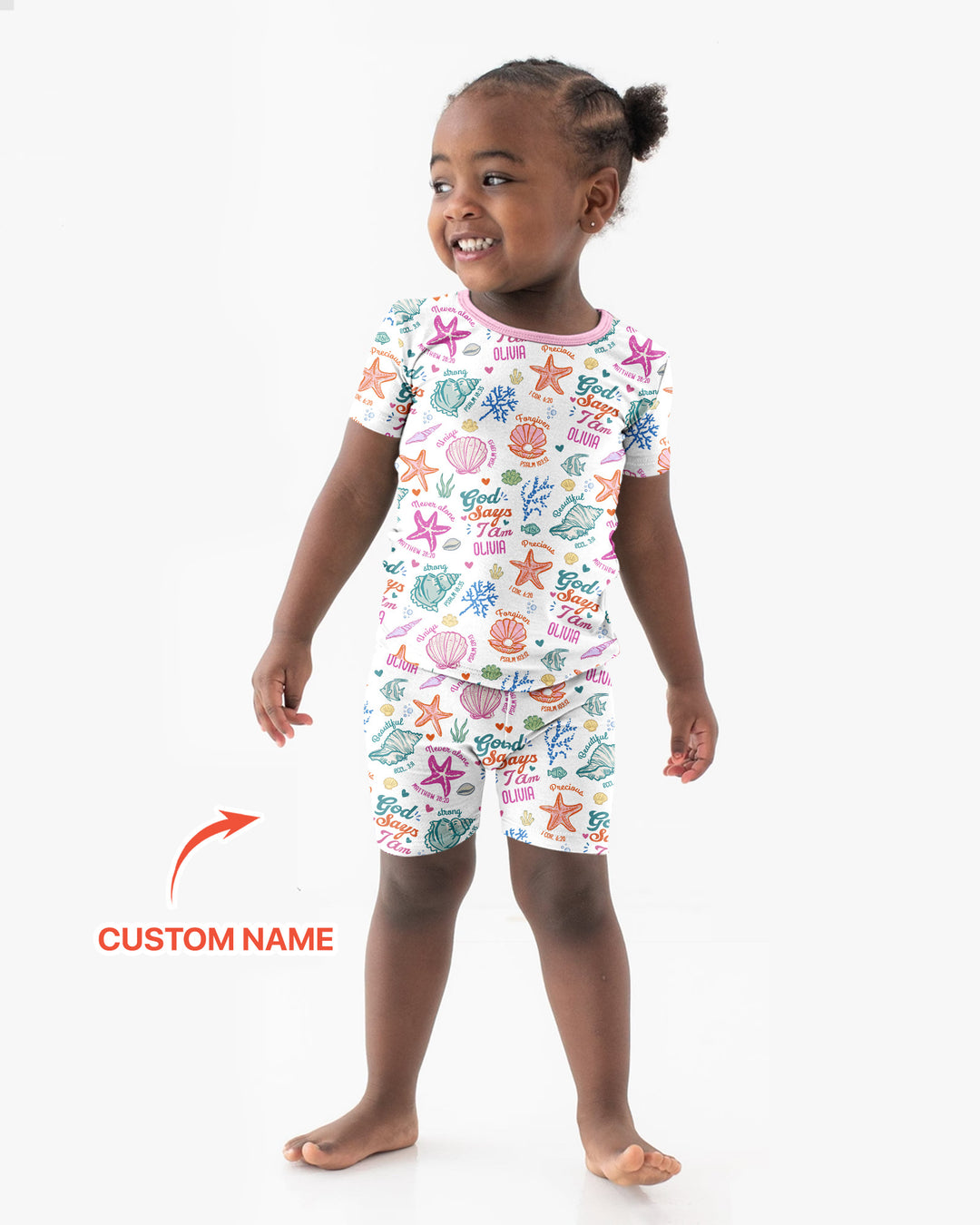 Coastal God Says I Am Custom Name Bamboo Two Piece Short Sleeve Shorts Pajama Set
