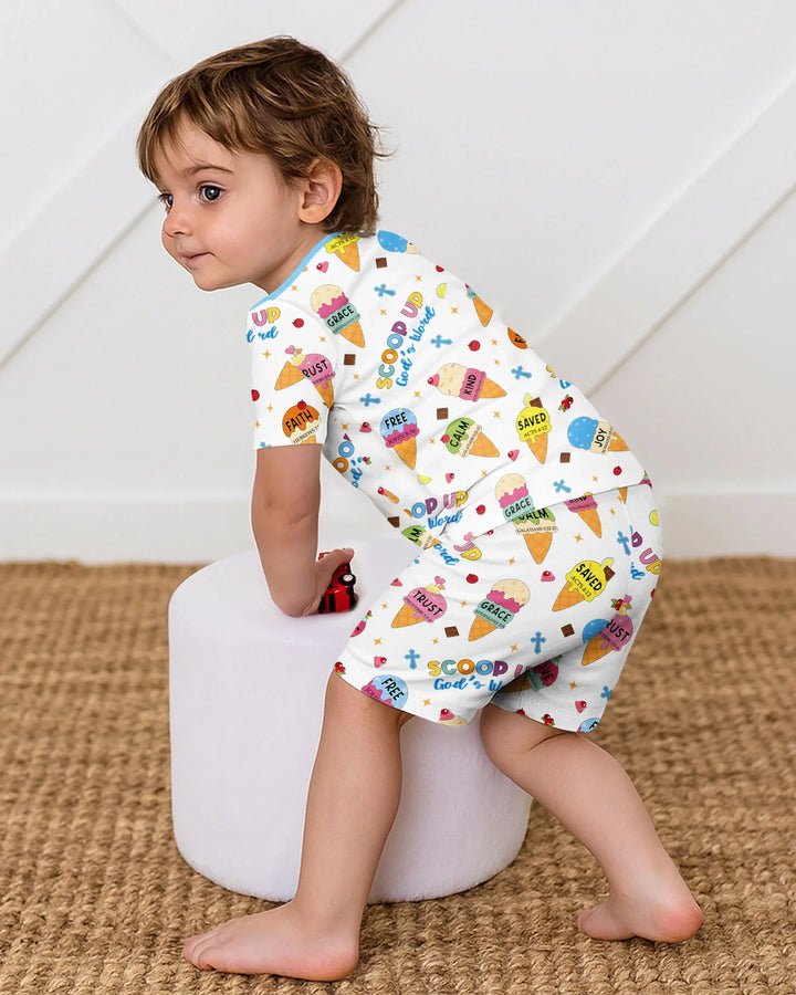 Ice Cream Summer Christian Bamboo Two Piece Short Sleeve Shorts Pajama Set