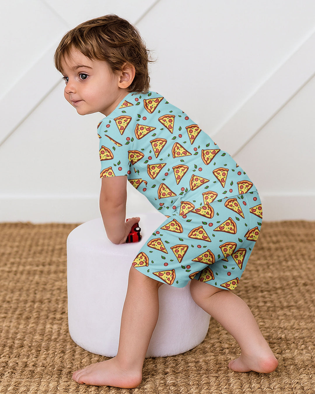 Pizza Doodle Bamboo Two-Piece Short Sleeve Shorts Pyjamas Set