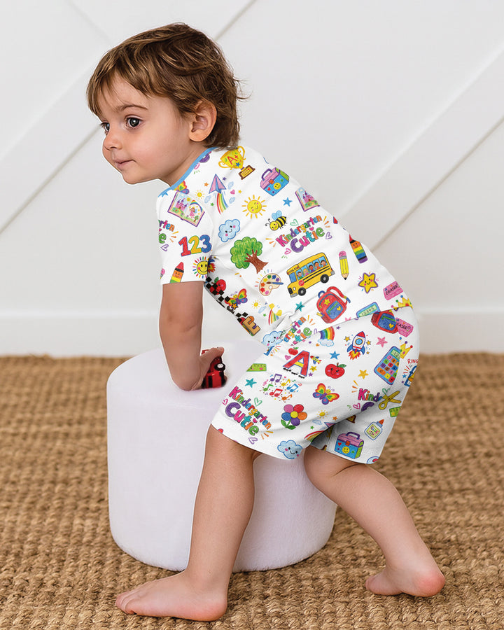 Kindergarten Cutie Bamboo Two Piece Short Sleeve Shorts Pajama Set