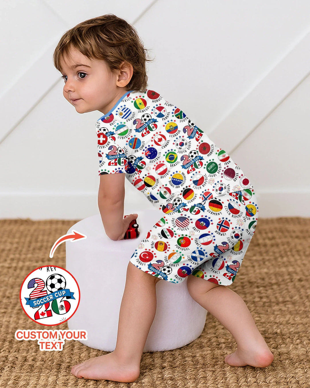 The World Plays Here 2026 Soccer Tour Bamboo Two Piece Short Sleeve Shorts Pajama Set