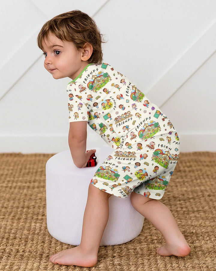 Template Bamboo Two Piece Short Sleeve Shorts Pyjamas Set