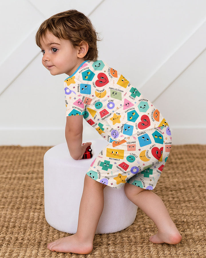Happy Shape Squad Family Matching Bamboo Two Piece Short Sleeve Shorts Pajama Set