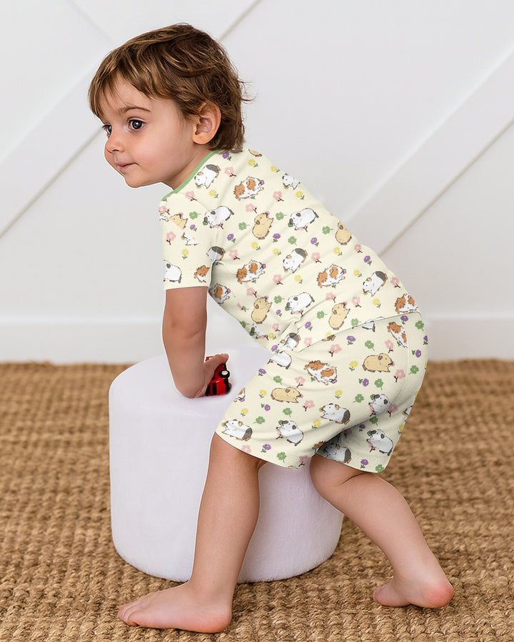 Guinea Pig Garden Bamboo Two Piece Short Sleeve Shorts Pajama Set