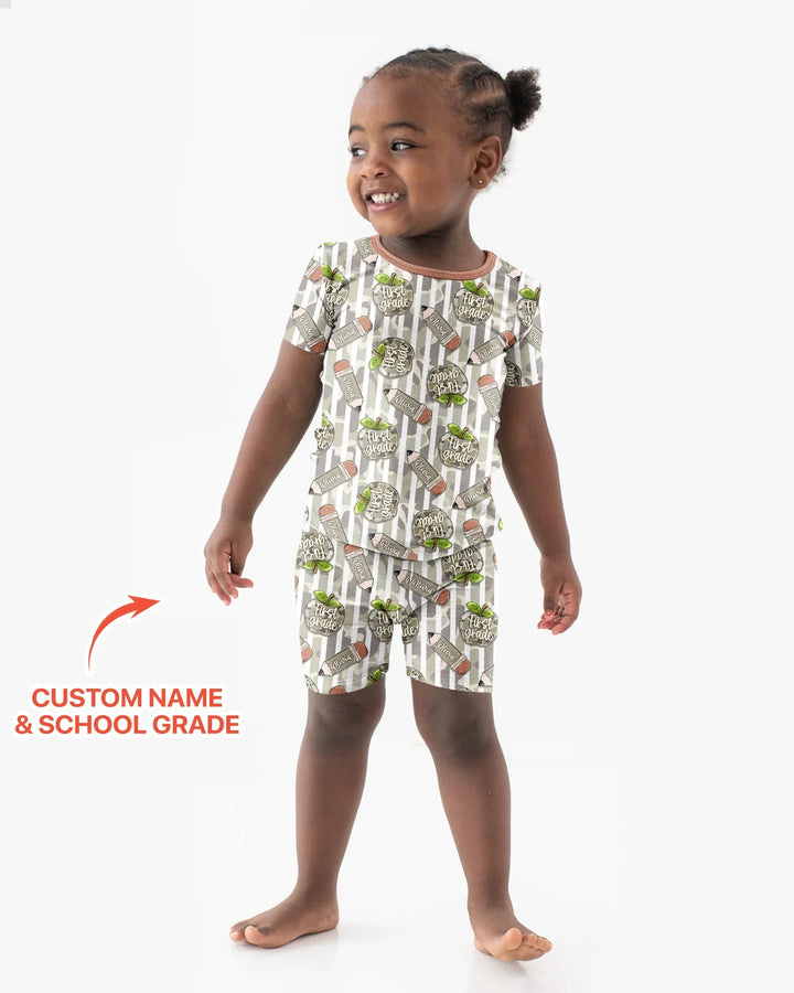 Custom Name Camo Apple Days Bamboo Two Piece Short Sleeve Shorts Pajama Set