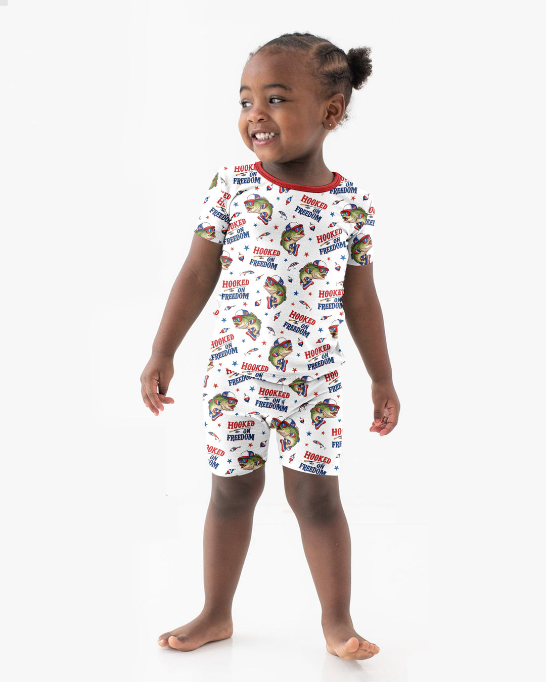 Hooked On Freedom Bamboo Two Piece Short Sleeve Shorts Pajama Set