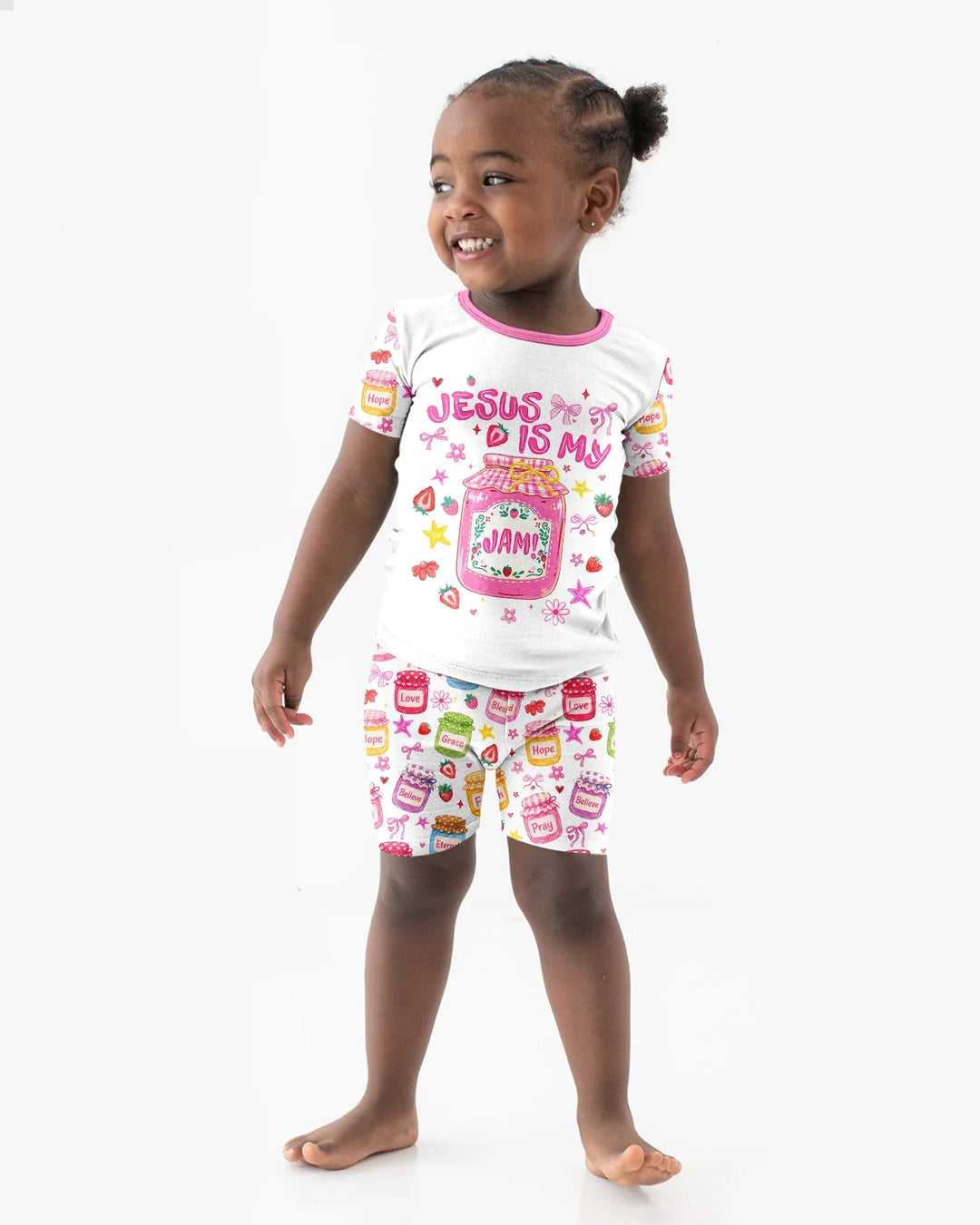 Preppy Summer Jesus Is My Jam Bamboo Two Piece Short Sleeve Shorts Pajama Set