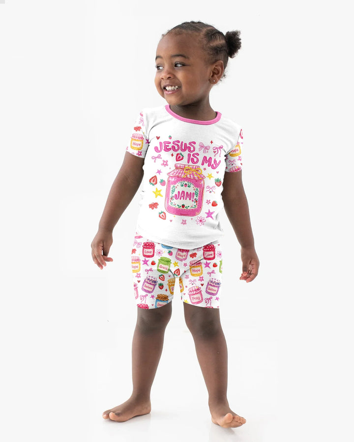 Preppy Summer Jesus Is My Jam Bamboo Two Piece Short Sleeve Shorts Pajama Set