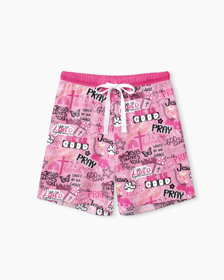 Pink Faith & Grace Bamboo Women Short Sleeve Short Pajama Set