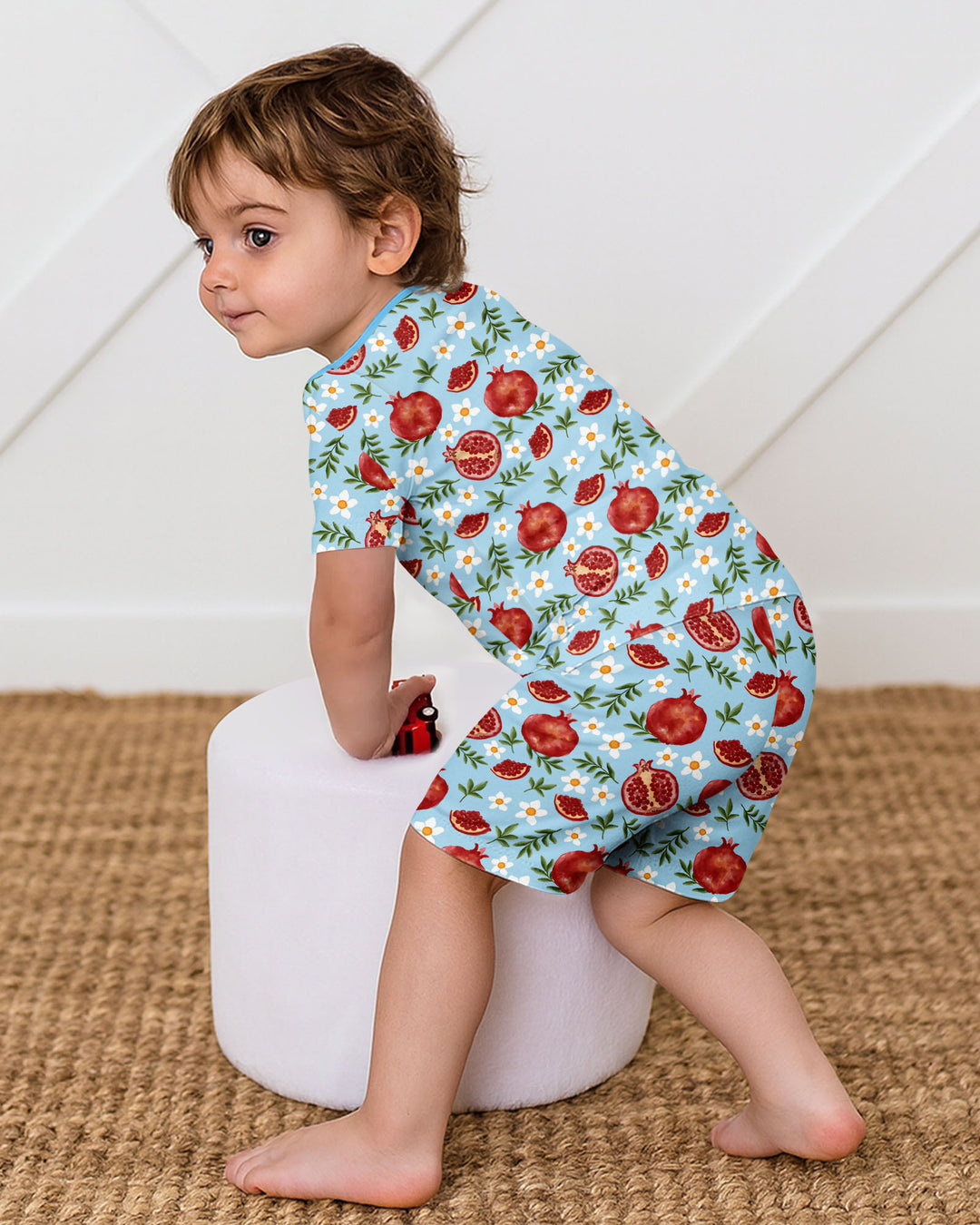 Pomegranate Garden Joy Family Matching Bamboo Two Piece Short Sleeve Shorts Pajama Set