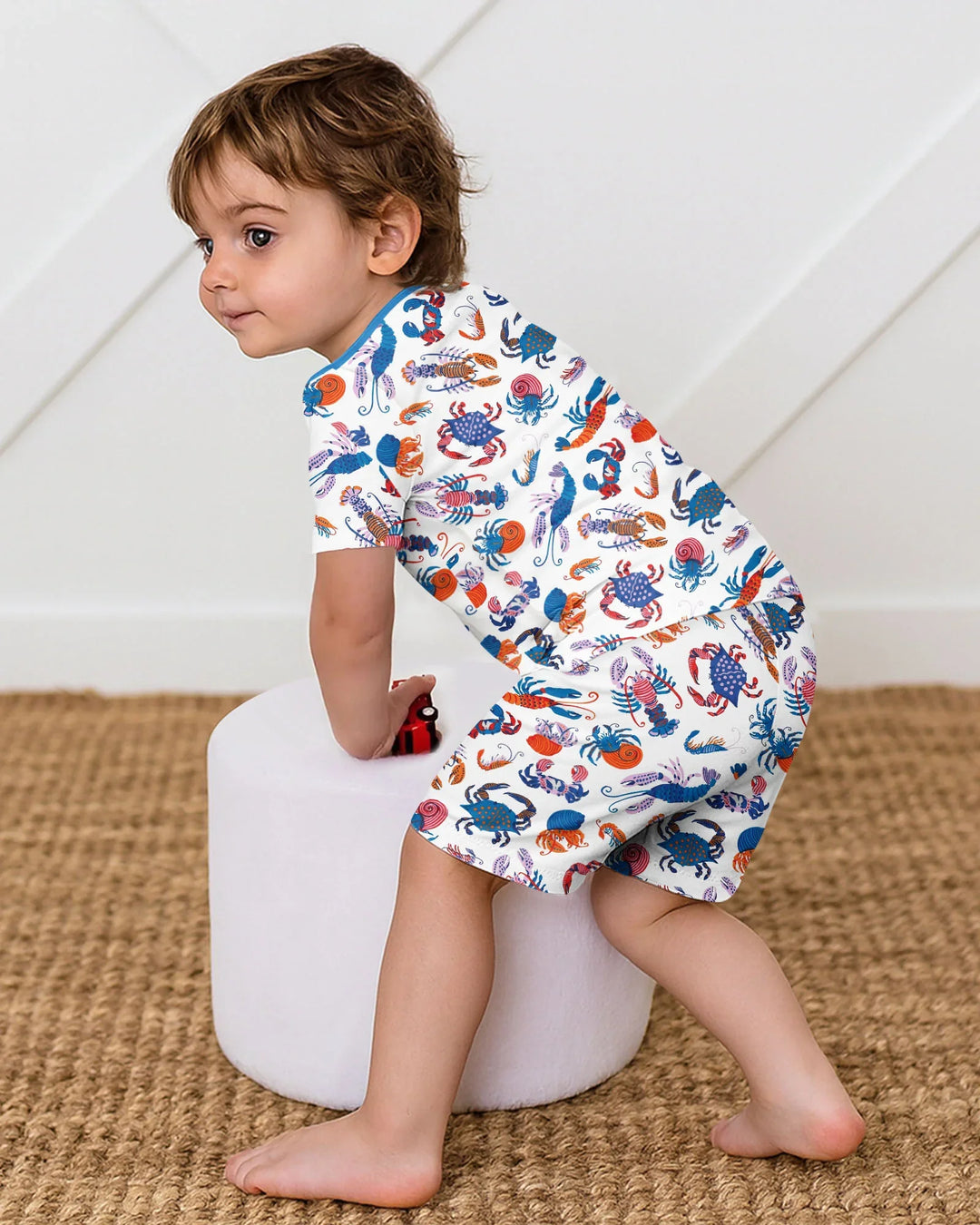 Crustacean Nation Family Matching Bamboo Two Piece Short Sleeve Shorts Pajama Set