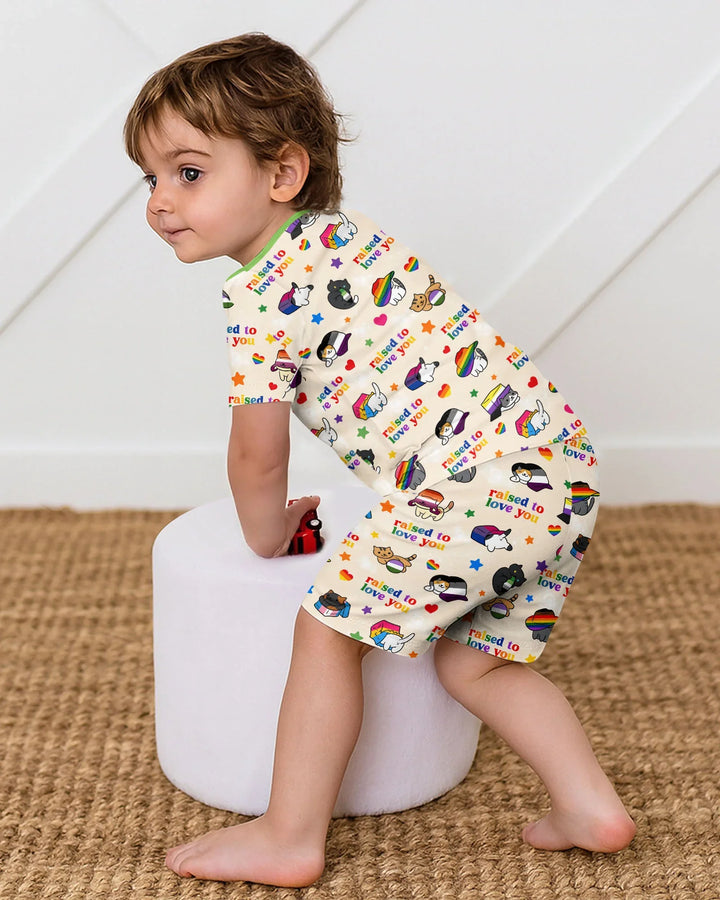 Rainbow Paws Family Matching Bamboo Two Piece Short Sleeve Shorts Pajama Set
