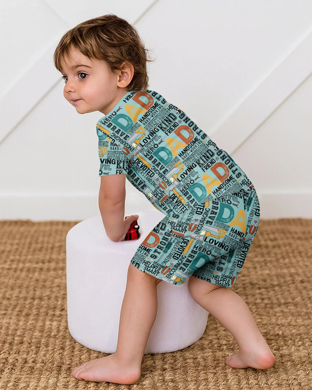 Dad Word Collage Bamboo Two Piece Short Sleeve Shorts Pajama Set