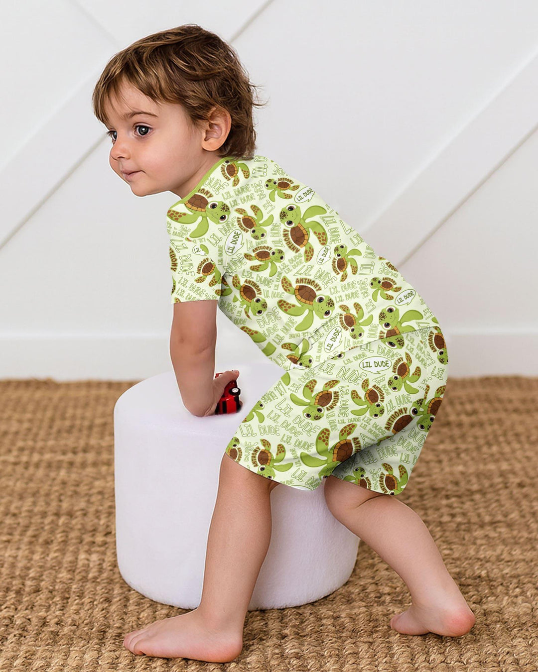 Custom Name Version Father and Son Turtle Bamboo Two Piece Short Sleeve Shorts Pajama Set