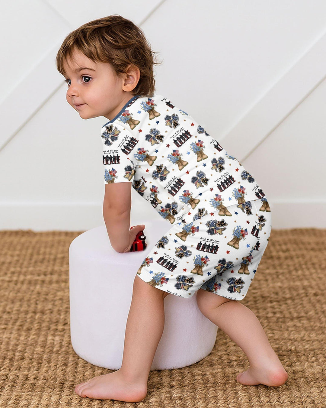 Honor the Brave Family Matching Bamboo Two Piece Short Sleeve Shorts Pajama Set